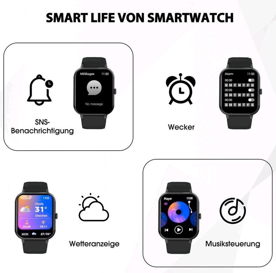 Smartwatch für Damen Herren, Smartwatch Fitnessuhr in Rheine
