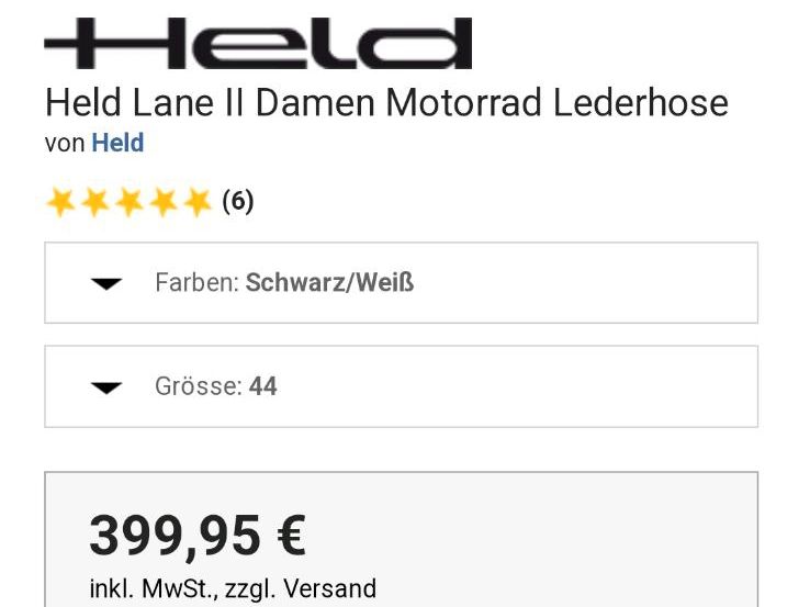 Damen Motorrad - Lederhose von Held in Bad Wörishofen