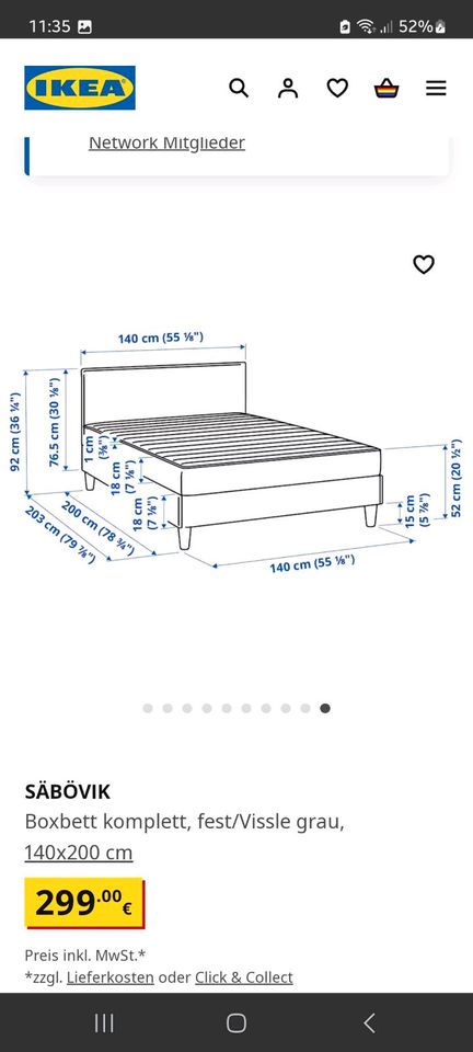 Ikea Bett Sabövik in Runkel