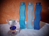 3 blaue Glasvasen + 1 blaues Glaswindlicht, Versand ab 4,79 € Dresden - Seevorstadt-Ost/Großer Garten Vorschau