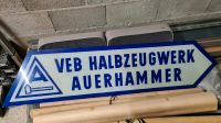 Glasschild VEB Halbzeugwerk Auerhammer DDR,  kein Emaille Schild Sachsen - Weischlitz Vorschau