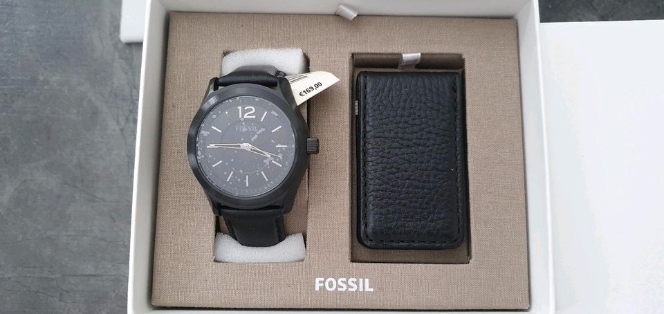 Fossil Herrenuhr inkl. Geldklammer Set schwarz NEU+OVP in Berlin