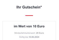 DB Bahn eCoupon Gutschein 10€ ab 29€ für Reisen bis 10.06.2024 Rostock - Stadtmitte Vorschau