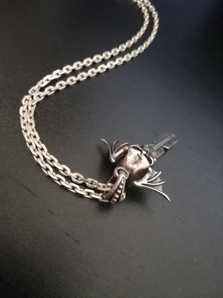 925 KEY SKULL ANHÄNGER KETTE 925 STERLING SILBER HALSKETTE in Dresden