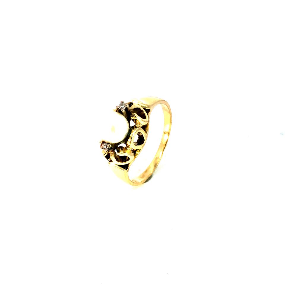 Ring Gelbgold 585 / 14 Karat mit Perle Gr. 56 Nr. 5235 in Peine
