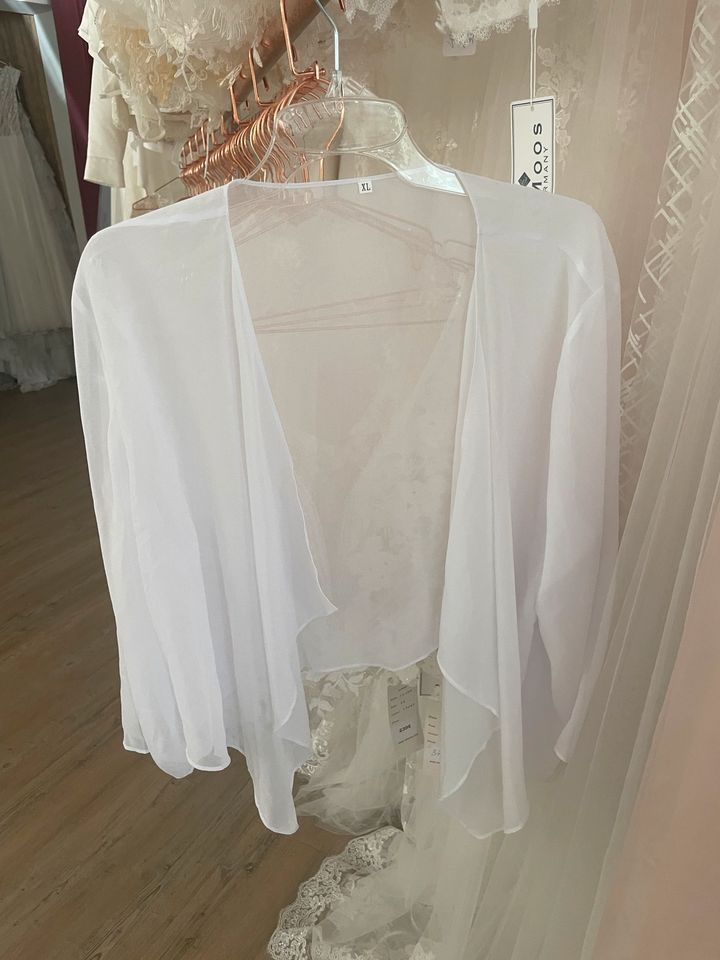 Braut Bolero aus Chiffon Weiß XL Hochzeit in Meckenbeuren