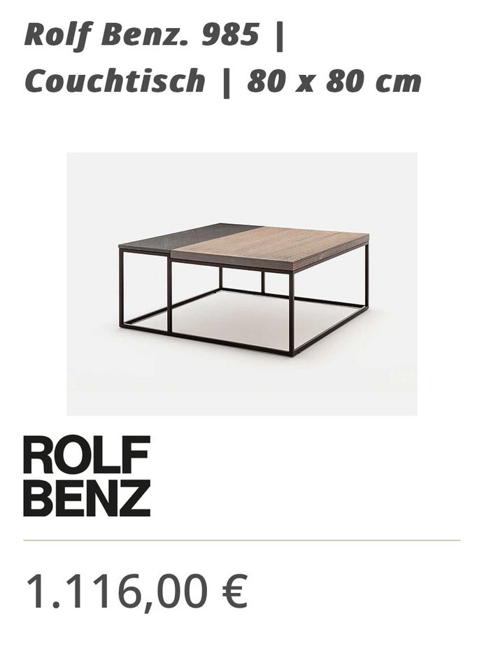 Rolf Benz Tisch Wohnzimmertisch Designertisch 80 cm in Grafrath