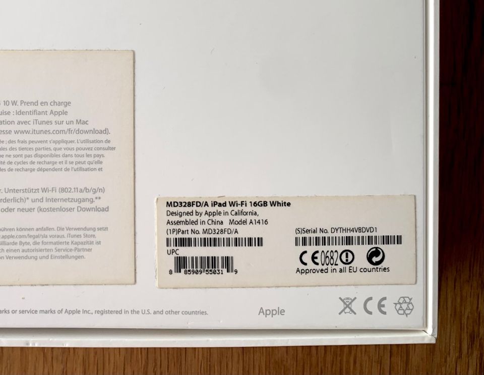 Apple iPad Wi-Fi, 16 GB, 9,7 Zoll, mit Originalverpackung in Frankfurt am Main