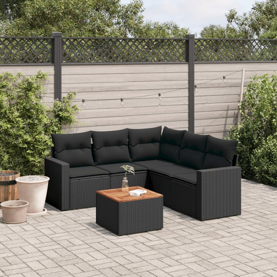 6-tlg. Garten-Sofagarnitur Gartenlounge Schwarz Poly Rattan in Bad Kissingen