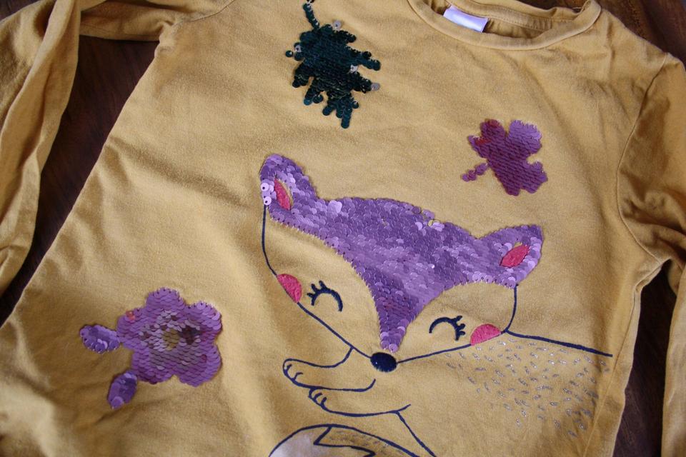 Longsleeve Langarmshirt Mädchen Gr. 128 Wendepailetten Fuchs in Mühlau