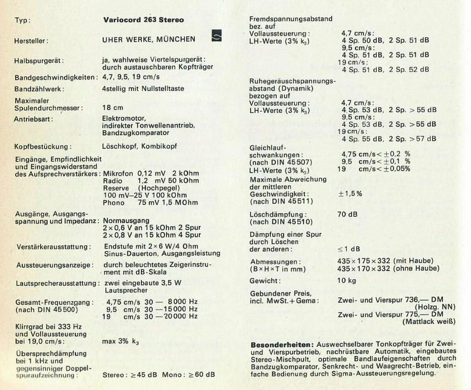 UHER Variocord 263 Tonband in Voerde (Niederrhein)