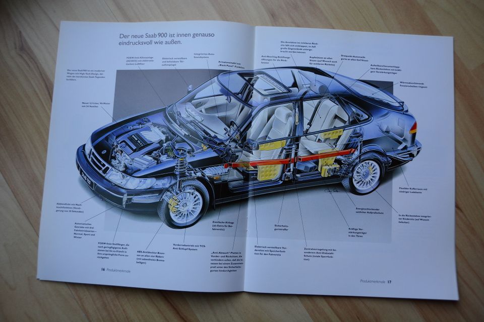 Saab 900 (S/SE + Turbo) Prospekt + Preisliste (deutsch), 1994 in Hamburg