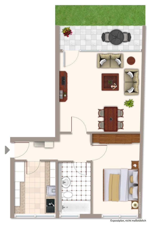 Helle 2-Zimmer-Terrassen-Wohnung mit 65 m² und inkl. Pkw-Stellplatz in Lüneburg