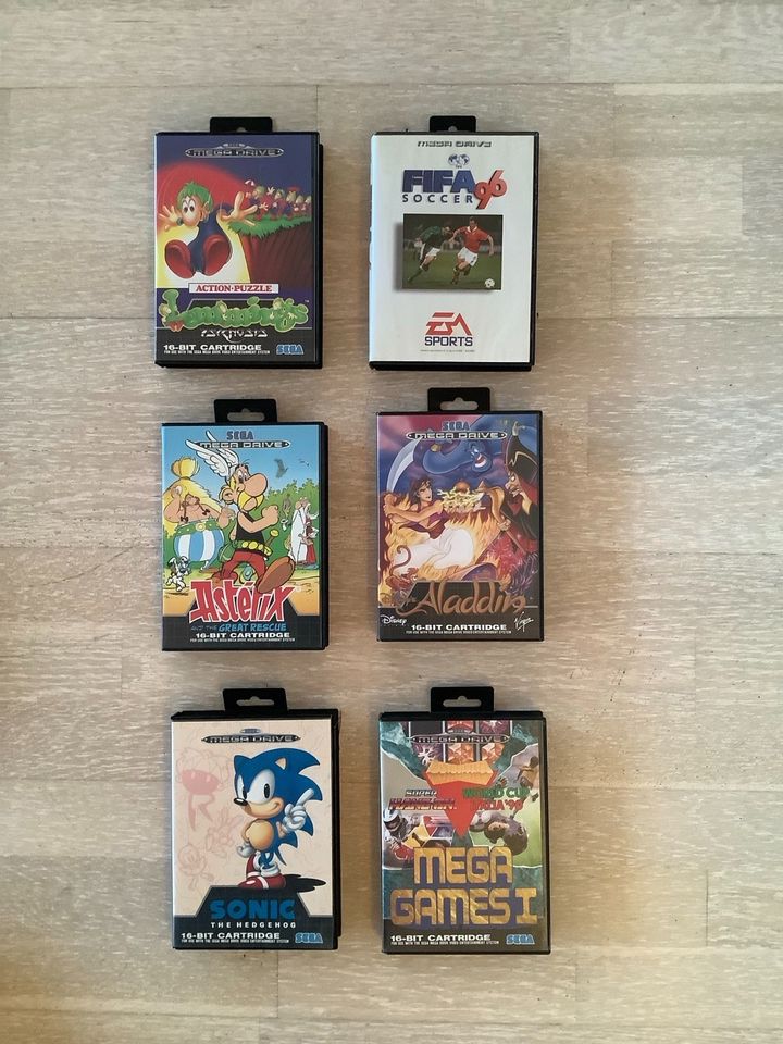 Sega Mega Drive Konsole inkl. Zubehör, 1 Joystick und 6 Spiele in Dormagen