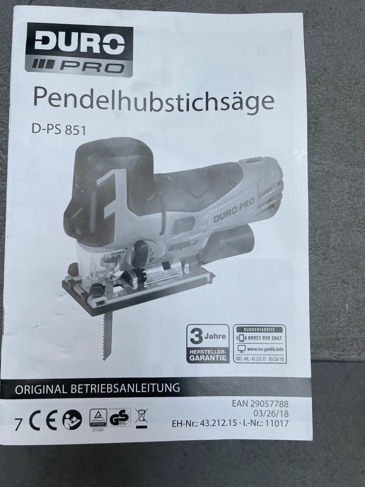 Pendelhub-Stichsäge DURO PRO  D-PS  851  mit Laserl.-Führung in Frankfurt am Main