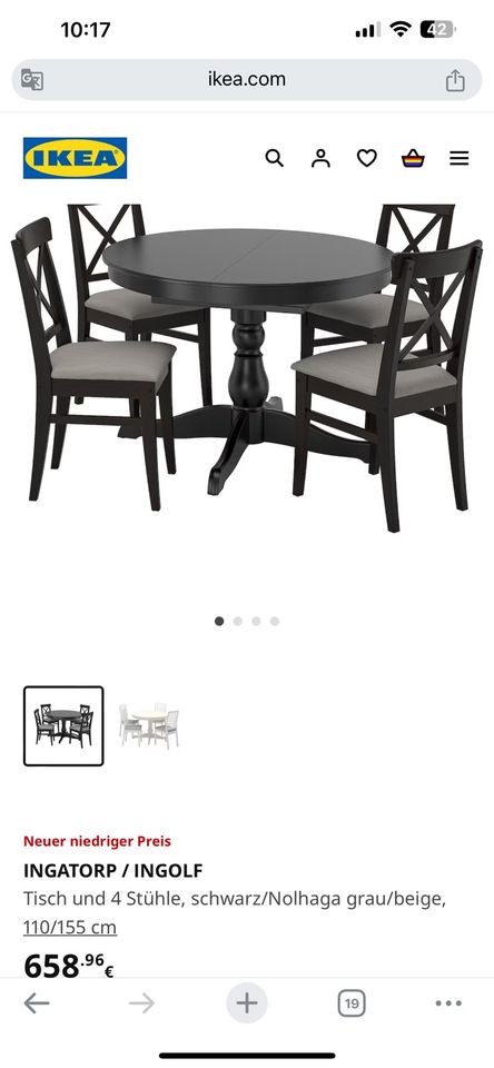 Moderner IKEA Esstisch mit 4 Stühlen in Geesthacht