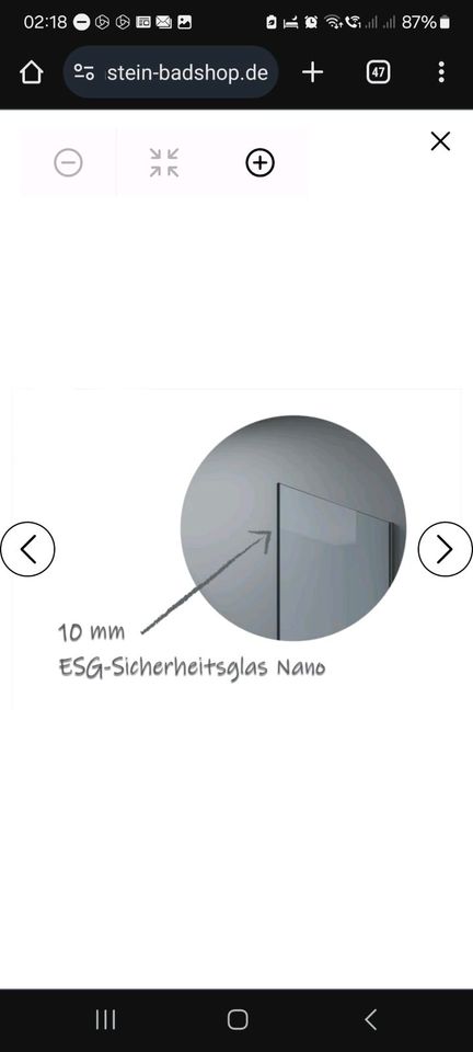 Nano Duschwand glaswand 120cm + Schiene + Stabilisationsstange in Sendenhorst