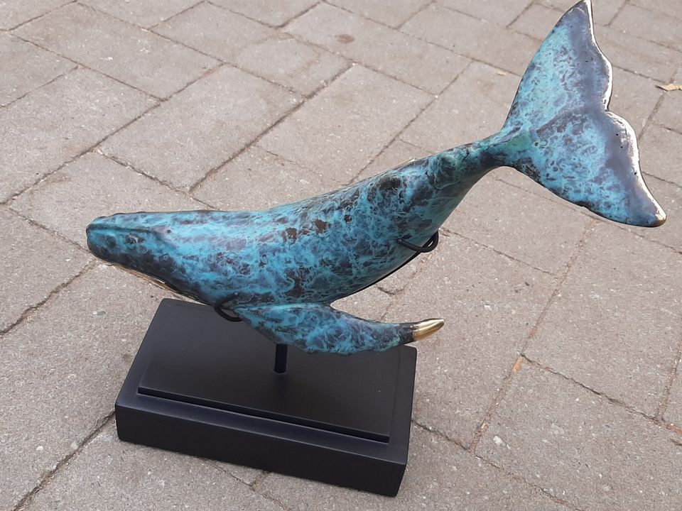 Wal aus Messing 30cm mit Ständer Walfisch Fisch wie Moby Dick in Kalkar