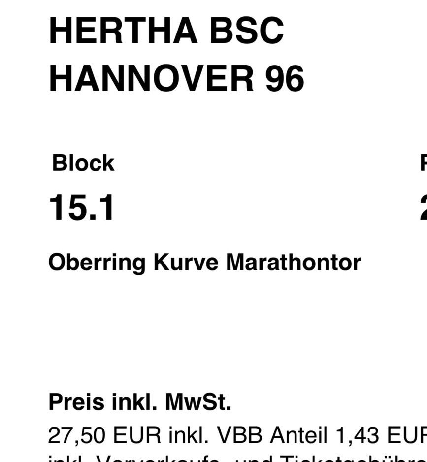 Hertha BSC - Hannover 96 Block 15.1 2xSitzplätze in Hannover