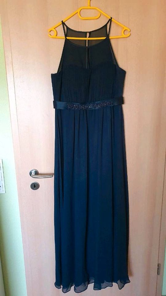 Festliches Kleid bodenlang blau mit Schultertuch/ Schal Größe 40 in Rickenbach