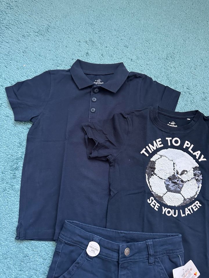 Neu! Jungen T-shirt,Poloshirt,110,116,Short,Hose,Sommer,Fußball in Marburg