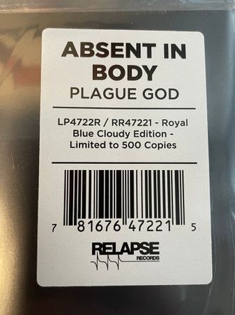 Absent in Body - Plague God Vinyl - Metal - Neurosis - Sludge in Fischbachtal