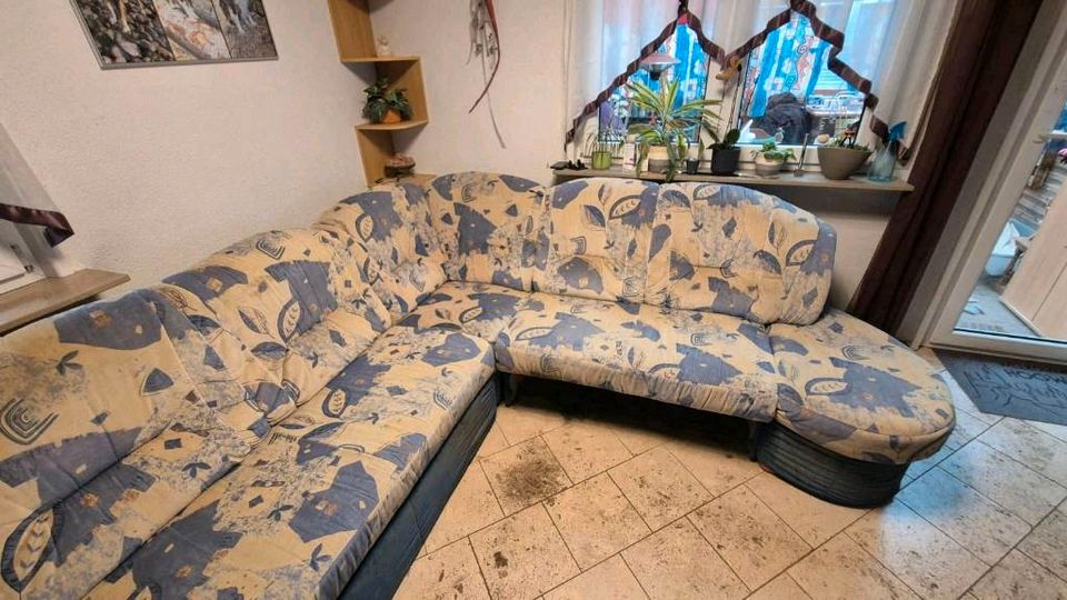 Sofa Couch mit Schlaffunktion und Sessel zu verschenken in Wellendingen