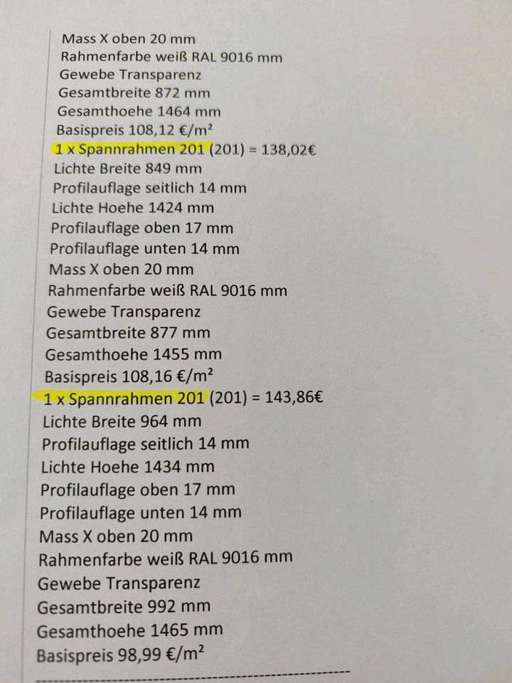 9x Neher Fliegengitter Transpatec (Spannrahmen) in Seelze