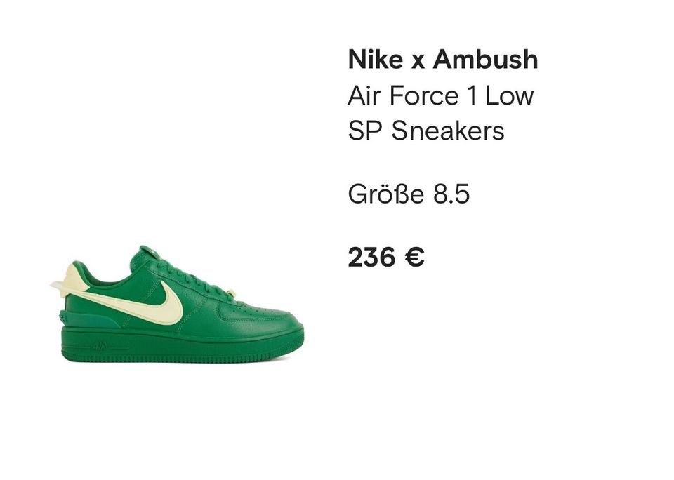 grüner Sneaker  Nike x AMBUSH Air Force 1 Low Gr 42 in Berlin