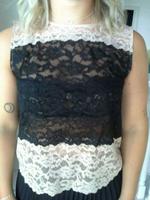 Spitzentop Zara schwarz-creme Gr. M Hessen - Babenhausen Vorschau