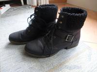 Schwarz Stiefelette Schnürstiefelette Schnalle Fell Boots Justfab Niedersachsen - Burgdorf Vorschau