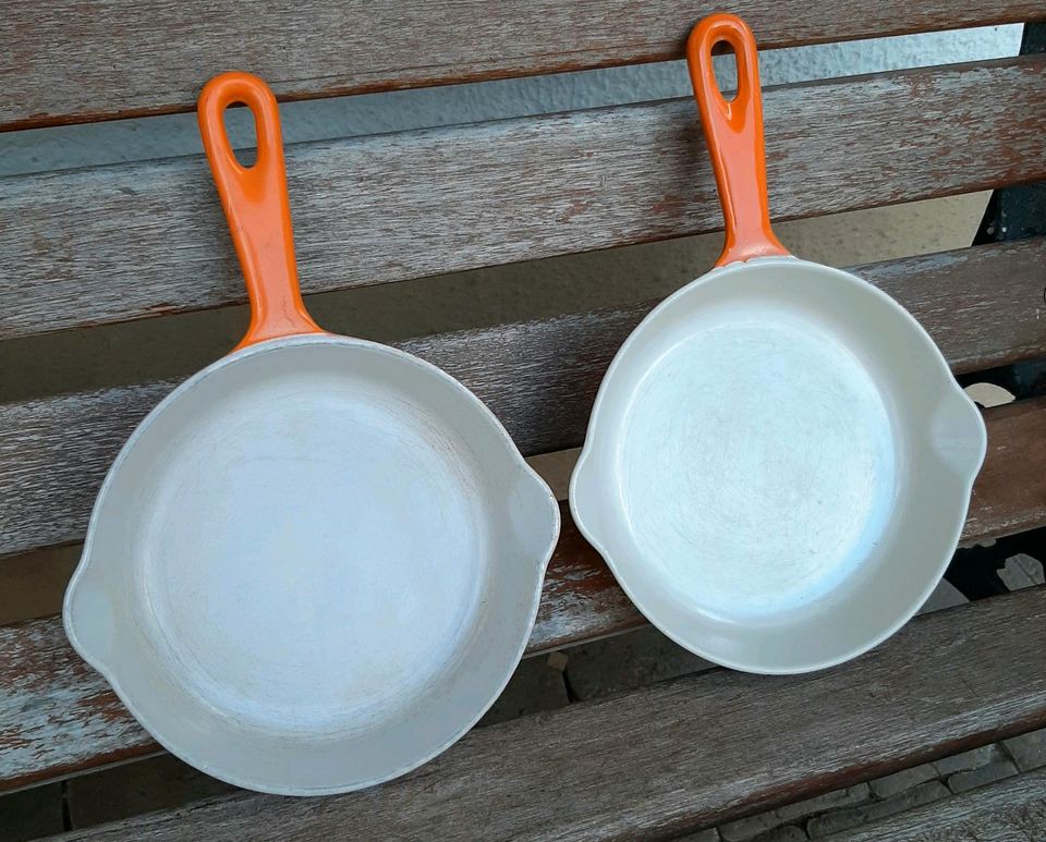 2x LE CREUSET Gusseisen Servierpfanne Pancake Pfannen 16cm orange in Hochborn