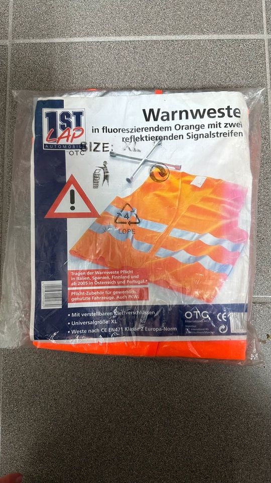 Neue Warnweste Orange Gr. XL mit 2 Streifen in Bayern - Johannesberg