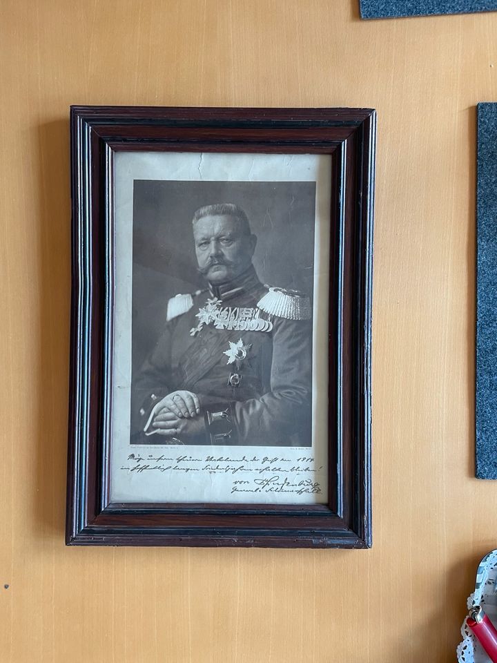 Portrait, Paul von Hindenburg, Bilderrahmen, Autogramm, General in Göppingen