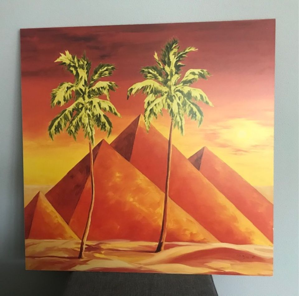 Bild groß 70x70 cm, Pyramide mit Palmen, Tanja K. in Burgau