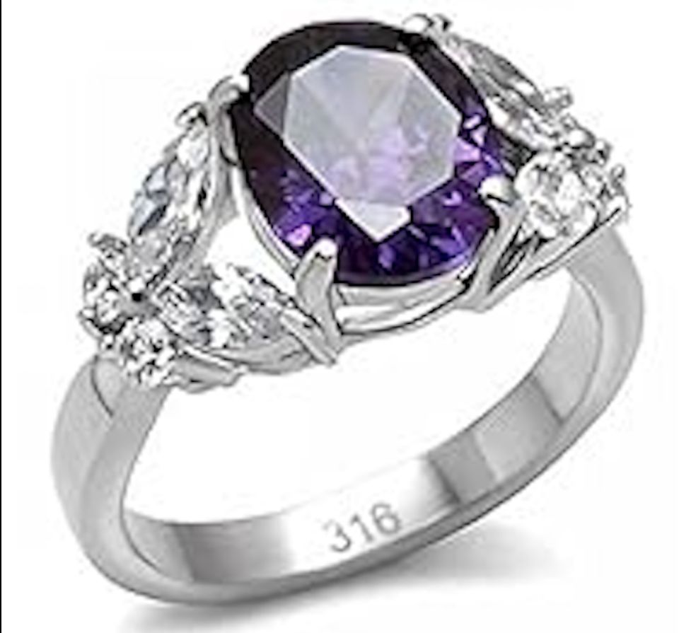 Ring - Edelstahl - Zirkonium Lila Amethyst - T 57 (18.1) in Freilassing