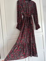 Sommerkleid Maxikleid mit Blumen schwarz rot mit Gürtel Baden-Württemberg - Mannheim Vorschau