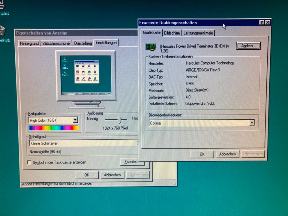 Windows 95 Desktop PC Hercules Terminator 3D AWE32 Monitor CDs! in Mielkendorf