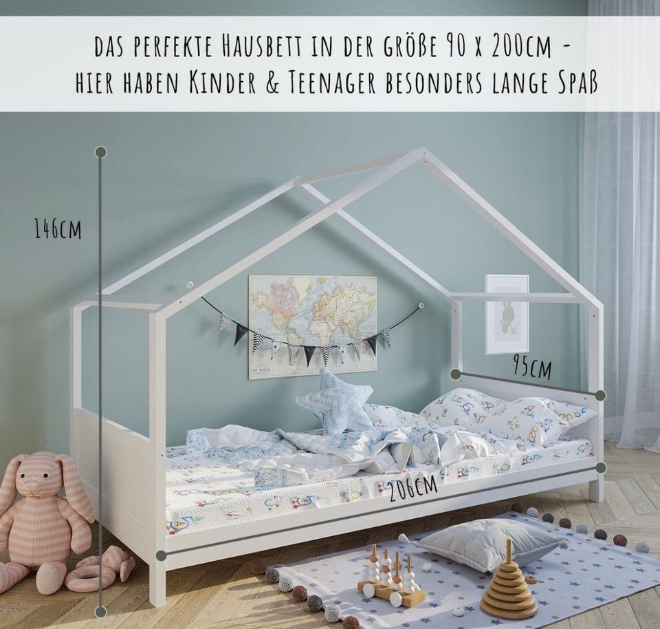 Hausbett von Kids Collective 90x200 ohne Matratze, mit Rollrost in Leonberg