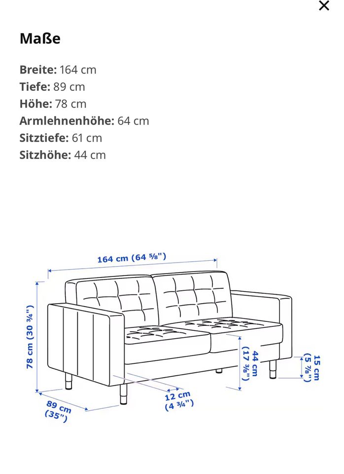 Wie Neu Sofa Ledersofa Ikea Landskrona 2er 2-Sitzer Zweisitzer in Berlin