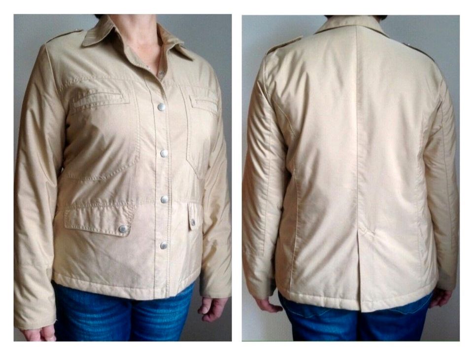 Jacke beige Gr. L Damen Kragen leicht wattiert Blazer Hemdjacke in Beverungen