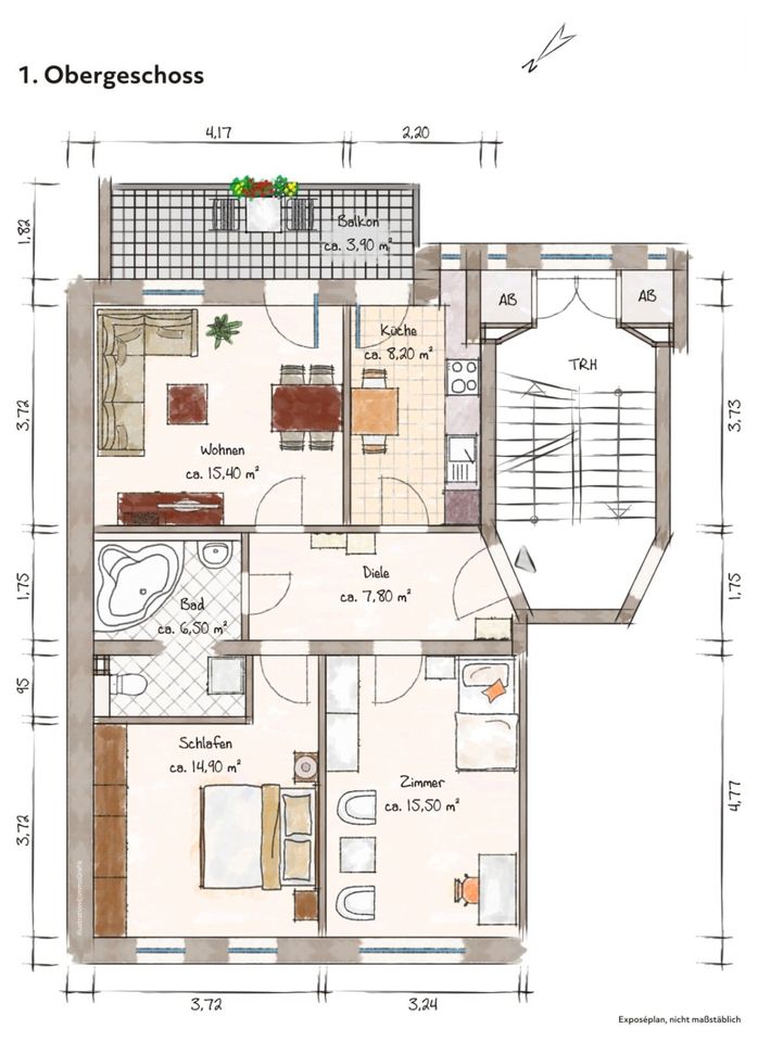 Vermietete Drei-Zimmer Wohnung mit großem Balkon in Leipzig