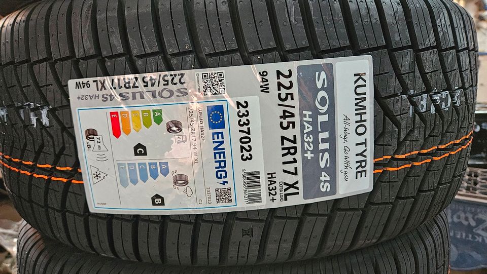 4 neu Allwetterreifen incl Montage KUMHO 225/45R17 94W SOLUS HA32 in Philippsburg