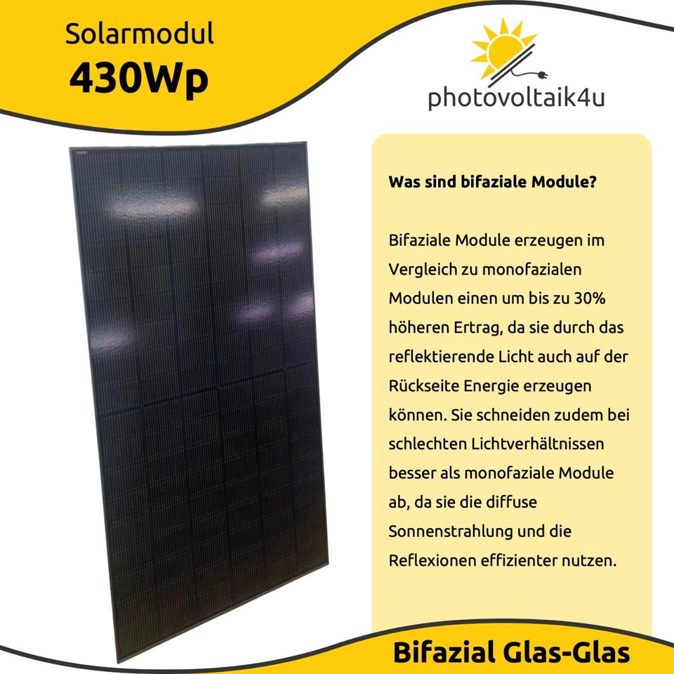 Solarmodul 430Wp bifazial FULLBLACK (Glas-Glas). Sofort Abholbar in Barsinghausen