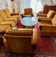 Sofa 4-Sitzer + 4 Sessel senfgelb Kirschbaum Retro Vintage Hessen - Waldbrunn Vorschau