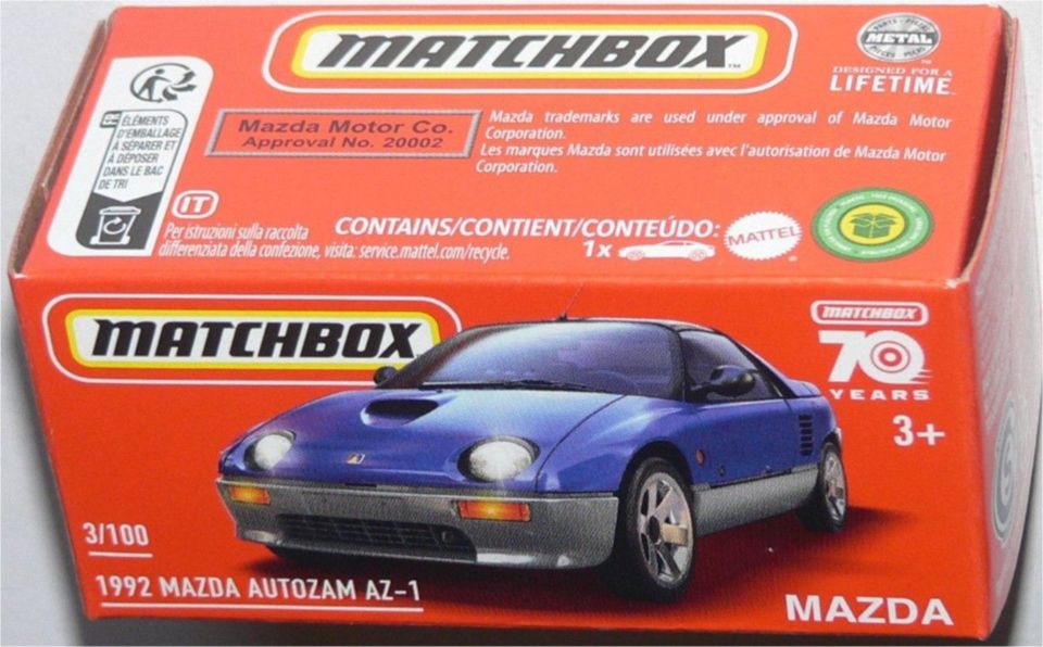 Matchbox 2023 # 3/100 1992 Mazda AUTOZAM AZ-1 POWER GRABS in Pegau