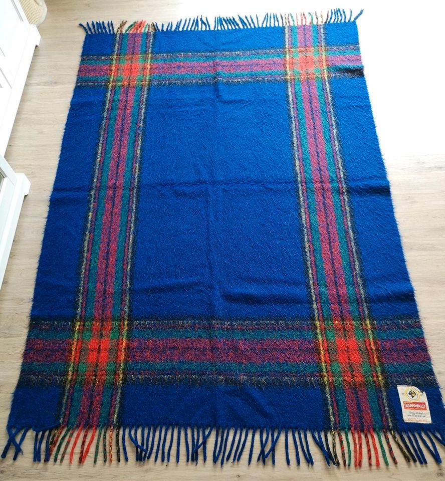 Vintage Wolldecke 100 % Wolle  Mohair Mohairdecke Sannwald blau in Bad Segeberg