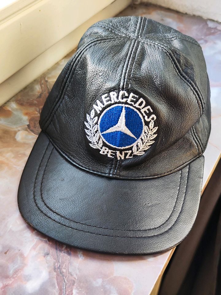 Vintage Mercedes Benz kappe Leder schwarz in Neuwied