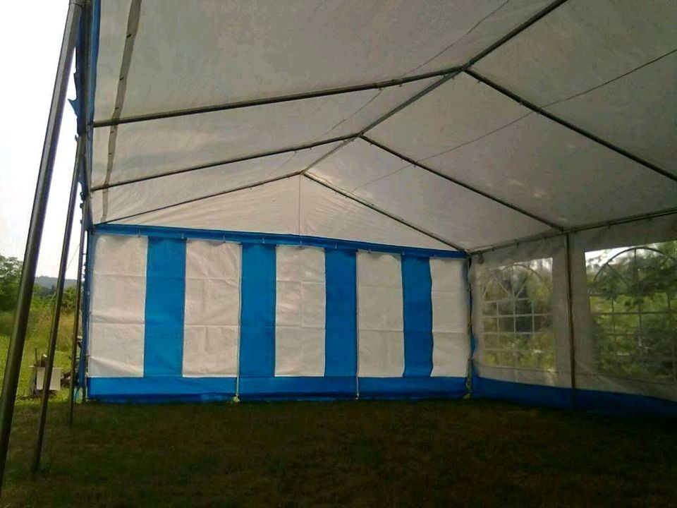 Partyzelt Bierzelt Festzelt Verleih 8x5m und 10x5m blau weiss in Gerlingen