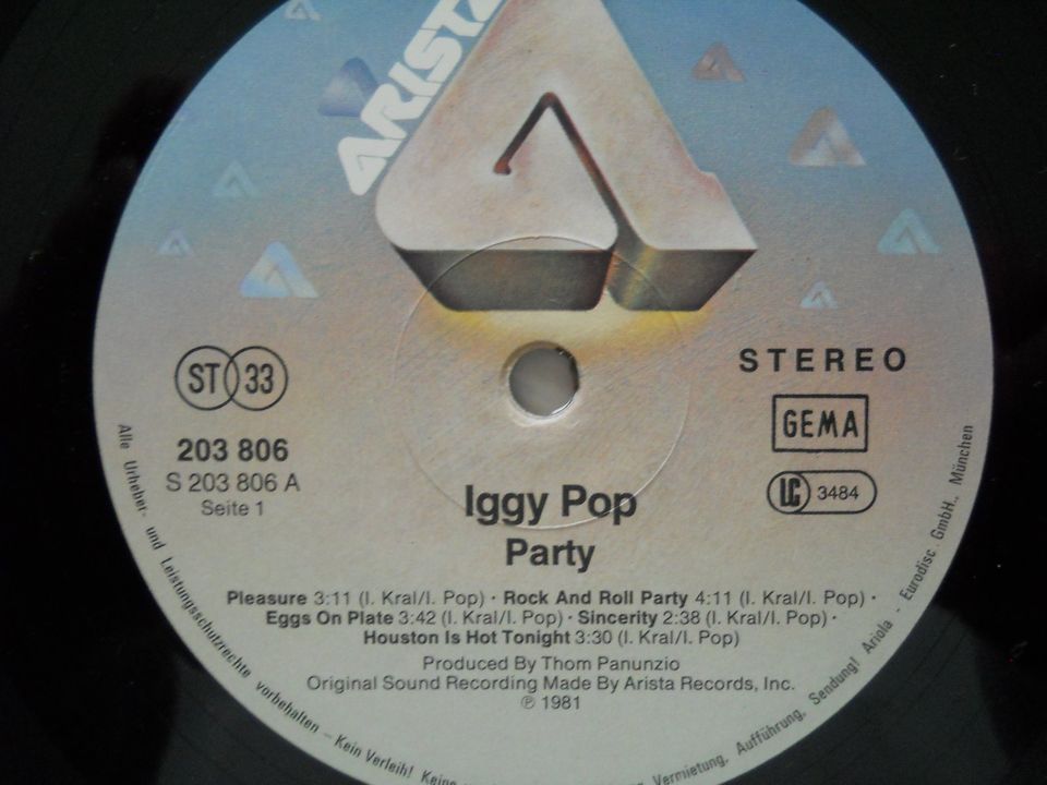 Iggy Pop - Party - Vinyl LP in Buckenhof Mittelfranken